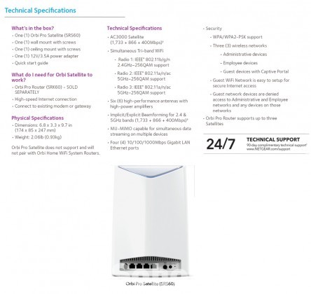 Netgear SRS60 Orbi Pro AC3000 Tri-band Add-on Wallmount